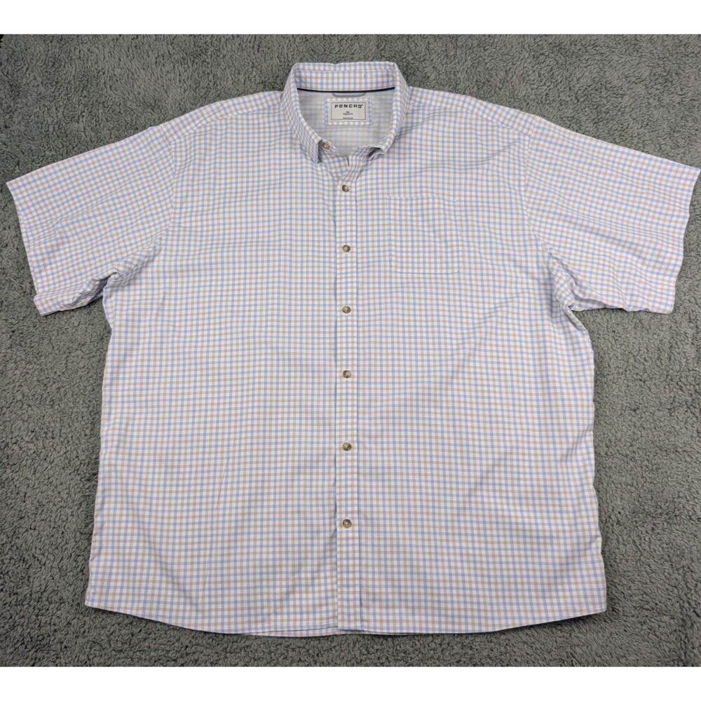 Poncho Lightweight Shirt Mens 3XL Micro Check Regular Short Sleeve Nylon Fishing